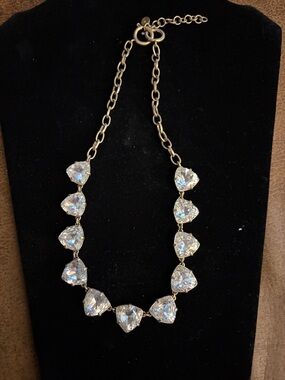 Stella & Dot Crystal Heart Necklace - Gold